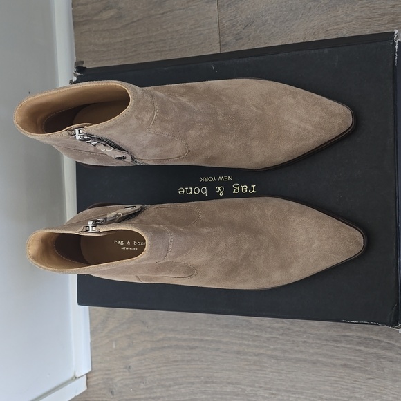 NIB Rag & Bone Razor Leather Booties In Light Sand Size EU37/US7 - Picture 4 of 7